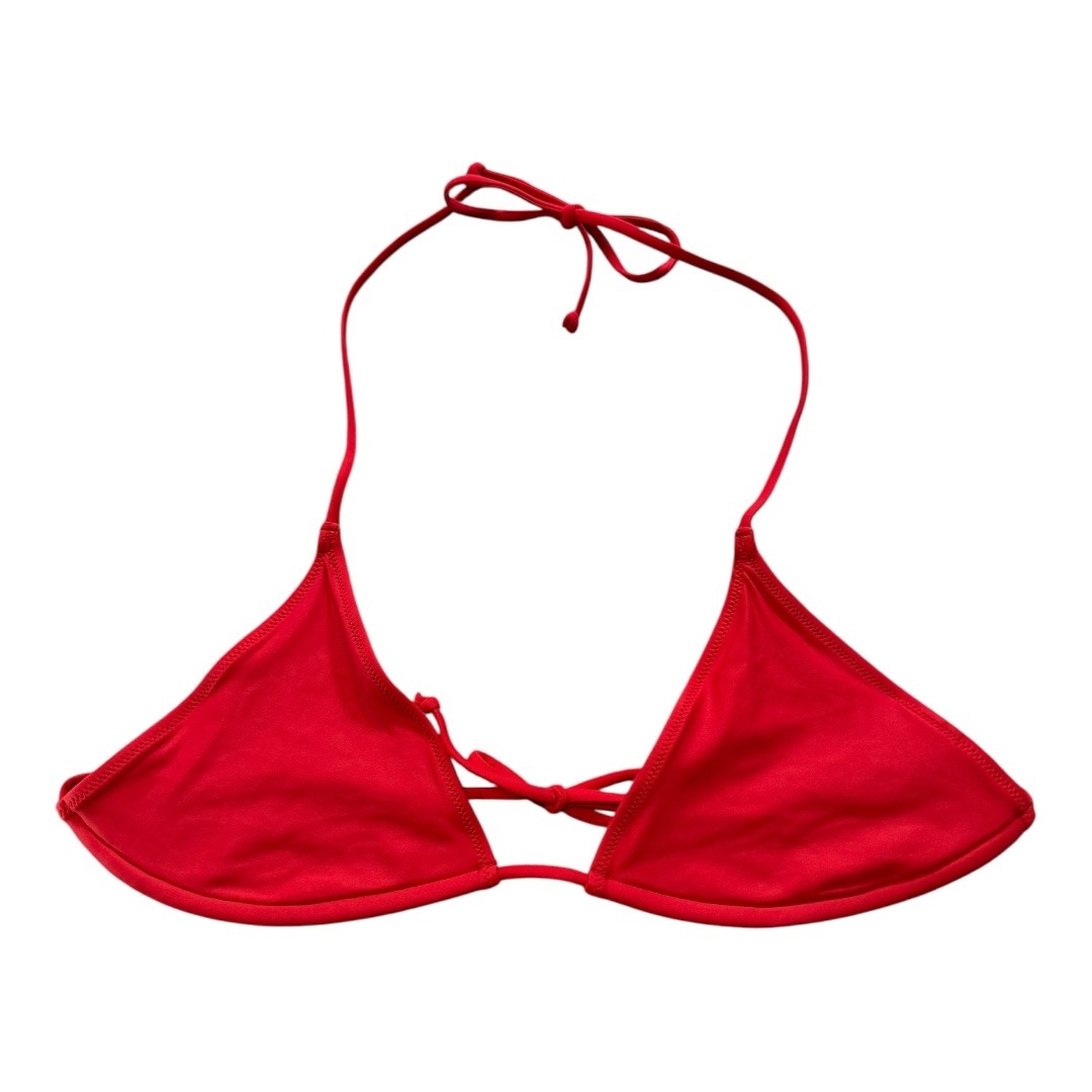 J. Crew Red Bikini Top Triangle String Tie Recycled Fabric Swimwear 2x